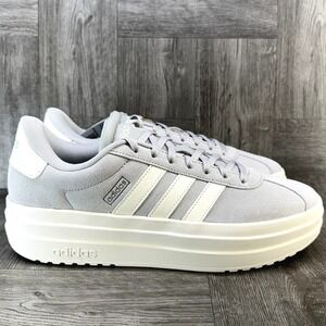Adidas VL Court Bold Grey Suede Platform Sneakers IF9784 Womens Size 6 NEW